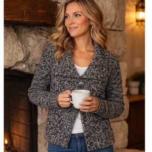 Peruvian Connection Alpaca Silk Cardigan Sweater Sz L Chunky Quiet Luxury Warm